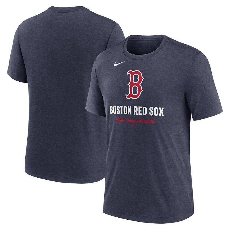 Men's Nike Heather Navy Boston Red Sox Logo Tri-Blend T-Shirt