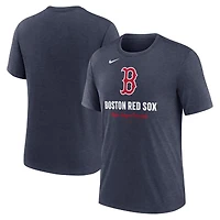 Men's Nike Heather Navy Boston Red Sox Logo Tri-Blend T-Shirt