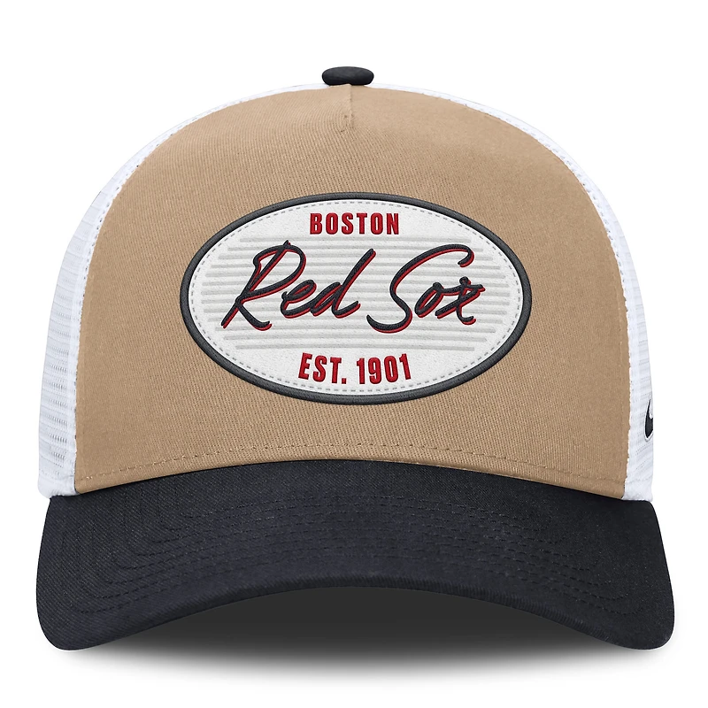 Men's Nike  Khaki/Navy Boston Red Sox Rise A-Frame Trucker Adjustable Hat