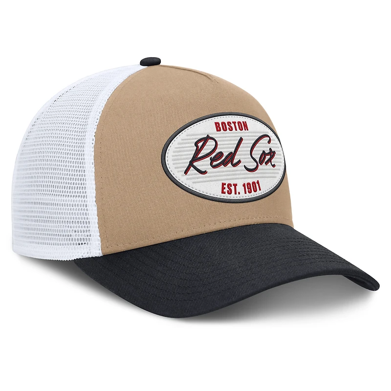 Casquette trucker ajustable Nike Red Sox Boston kaki/marine Rise A-Frame pour homme