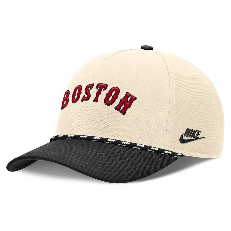 Men's Nike Natural/Black Boston Red Sox Cooperstown Collection Rise Adjustable Hat