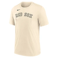 Men's Nike Natural Boston Red Sox Wordmark Tri-Blend T-Shirt