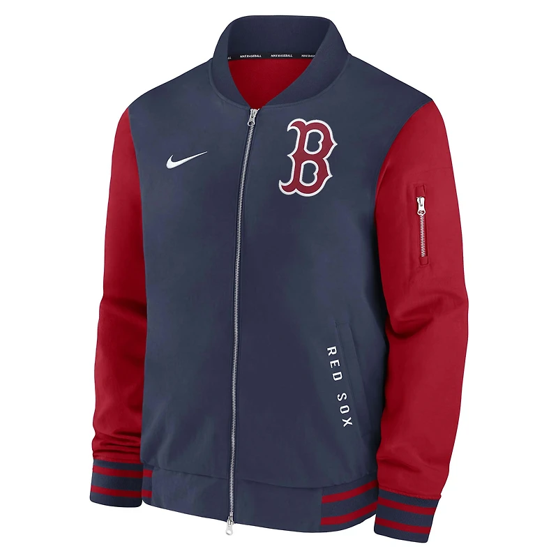 Men's Nike Navy/Red Boston Red Sox Authentic Collection Dugout Relaxed Full-Zip Bomber Jacket