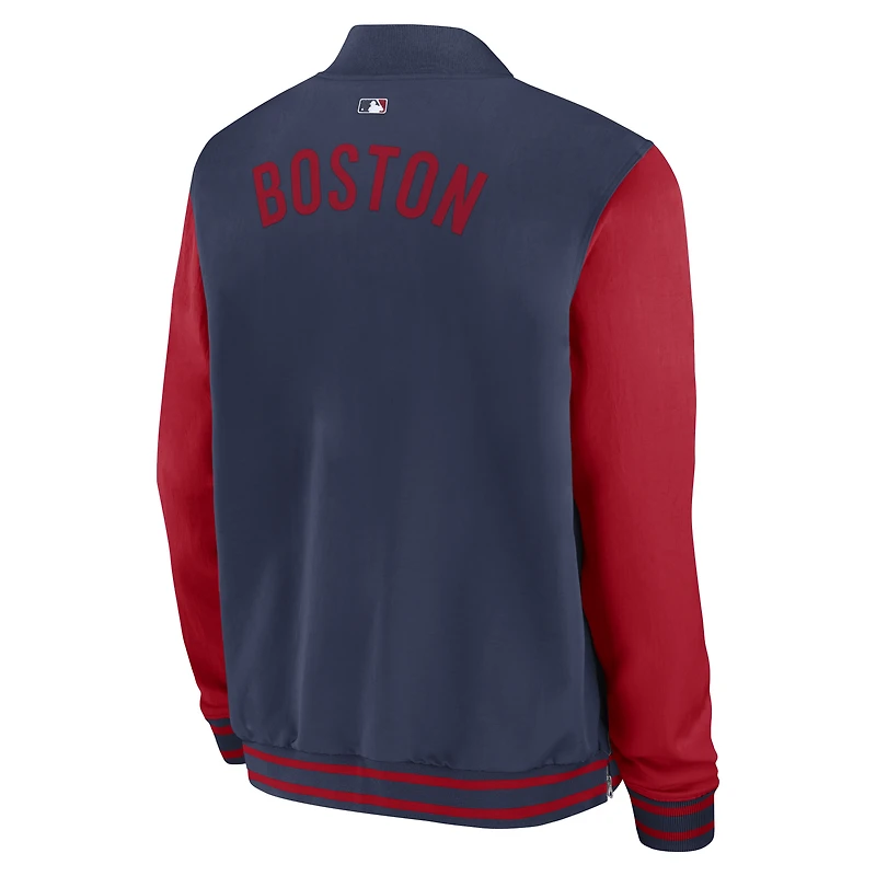 Men's Nike Navy/Red Boston Red Sox Authentic Collection Dugout Relaxed Full-Zip Bomber Jacket