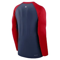 T-shirt à manches longues Nike pour homme, bleu marine/rouge, Boston Red Sox Authentic Collection Game Time Raglan Performance
