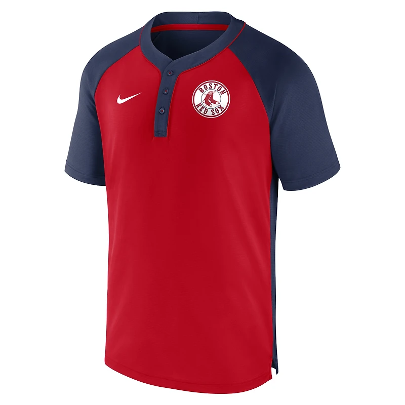 Men's Nike Navy/Red Boston Red Sox City Plate Performance Henley Raglan T-Shirt