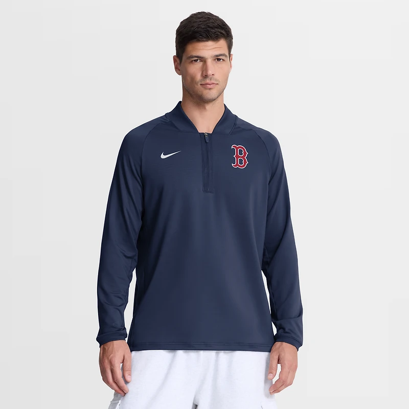 Pull-over Nike Boston Red Sox Authentic Collection Dri-FIT à demi-zip bleu marine pour homme