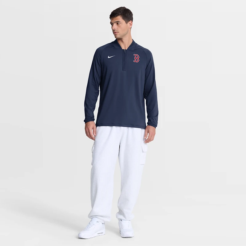Pull-over Nike Boston Red Sox Authentic Collection Dri-FIT à demi-zip bleu marine pour homme