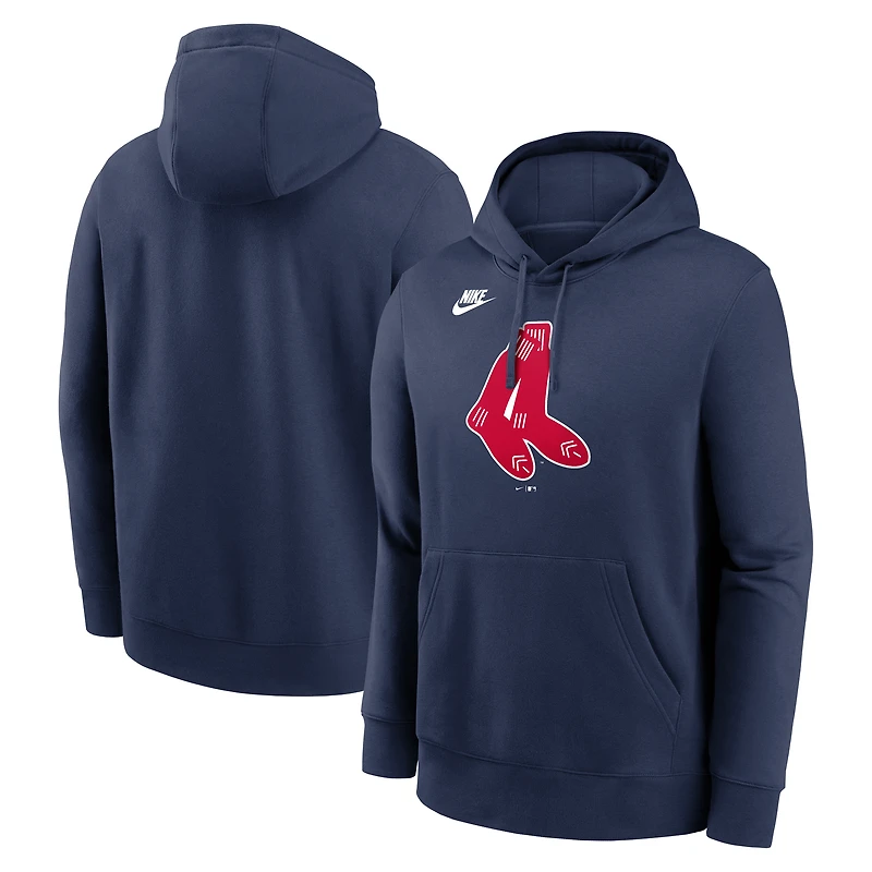Sweat à capuche Nike Club Logo Boston Red Sox bleu marine, collection Cooperstown, pour homme