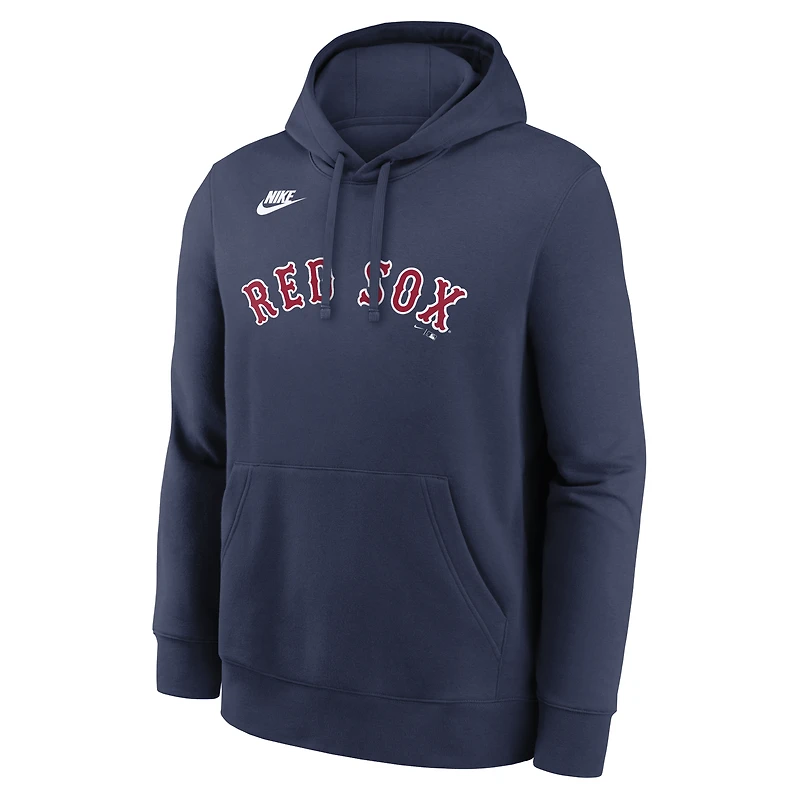 Sweat à capuche Nike Wordmark Club pour homme, bleu marine, Boston Red Sox, collection Cooperstown