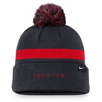 Bonnet en tricot à revers Nike pour hommes, bleu marine, Boston Red Sox, Hometown Peak, avec pompon