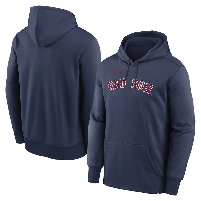 Sweat à capuche Therma Nike bleu marine pour homme, logo principal des Boston Red Sox