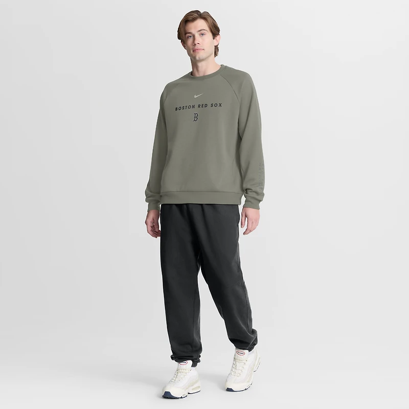 Men's Nike Olive Boston Red Sox Statement Primary Raglan Dri-FIT Sweatshirt