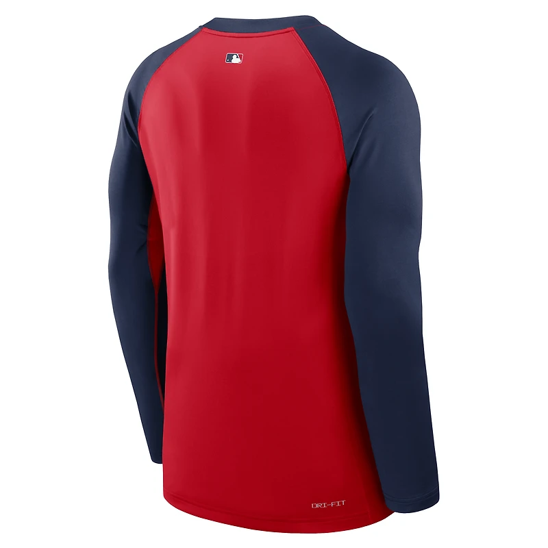 T-shirt Nike rouge/bleu marine Boston Red Sox Authentic Collection Game Time Performance à manches longues pour homme