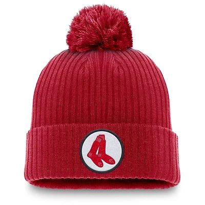Bonnet en tricot à revers avec pompon Nike rouge Boston Red Sox Cooperstown Collection pour homme