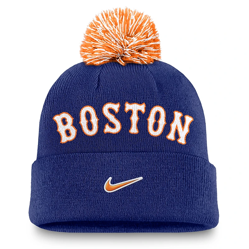 Bonnet à revers Nike Red Sox de Boston, bleu royal, avec pompon
