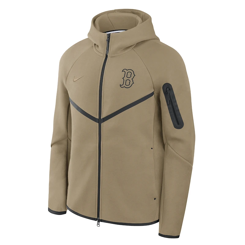 Men's Nike Tan Boston Red Sox Tech Fleece Windrunner Full-Zip Hoodie Jacket