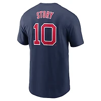 T-shirt avec nom et numéro Nike Trevor Story pour hommes, bleu marine, Boston Red Sox Fuse