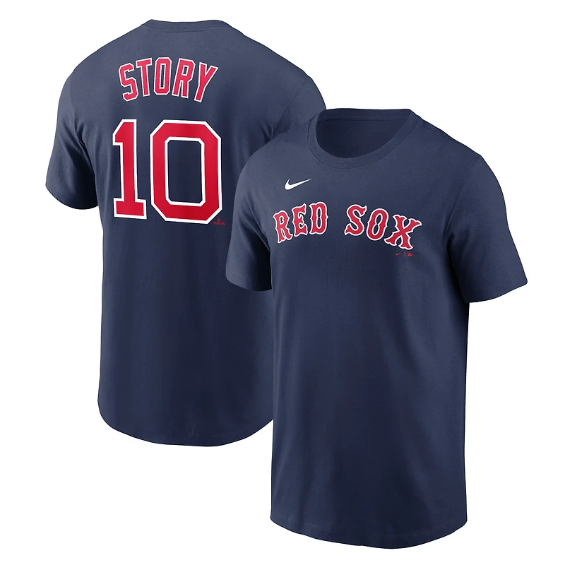 T-shirt avec nom et numéro des Boston Red Sox Nike Trevor Story pour homme, bleu marine