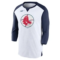 T-shirt à manches 3/4 Boston Red Sox Rewind Nike pour homme, blanc/bleu marine