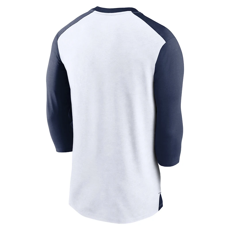 T-shirt à manches 3/4 Boston Red Sox Rewind Nike pour homme, blanc/bleu marine