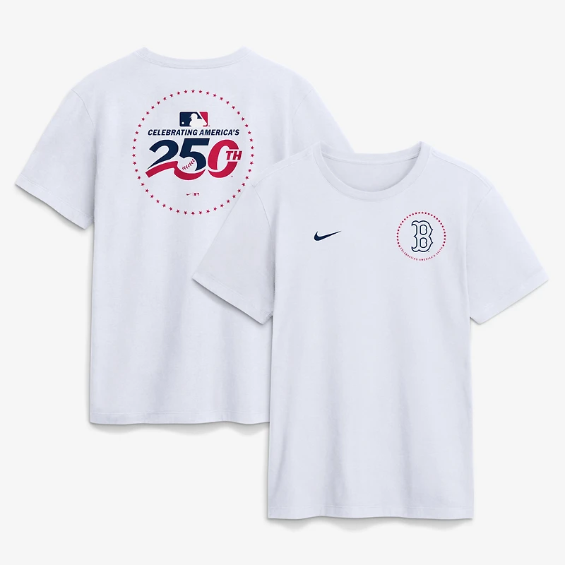 Men's Nike White Boston Red Sox Celebrating America's 250th Logo T-Shirt