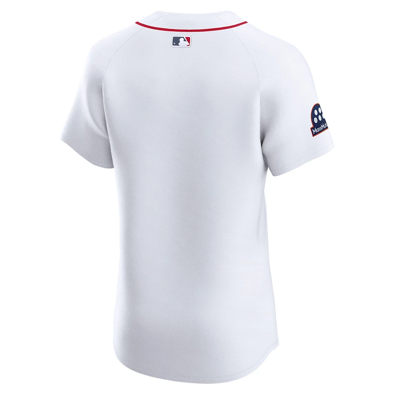 Men's Nike White Boston Red Sox Home Sponsor Patch Elite Jersey