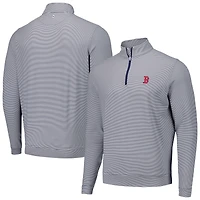 Men's Peter Millar Navy Boston Red Sox Perth Sugar Stripe Performance Quarter-Zip Top