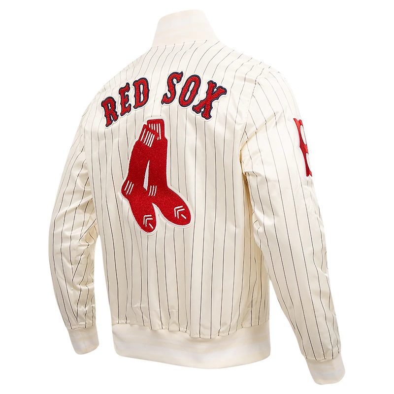 Men's Pro Standard Cream Boston Red Sox Cooperstown Collection Pinstripe Retro Classic Satin Full-Snap Jacket