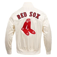 Men's Pro Standard Cream Boston Red Sox Cooperstown Collection Pinstripe Retro Classic Satin Full-Snap Jacket