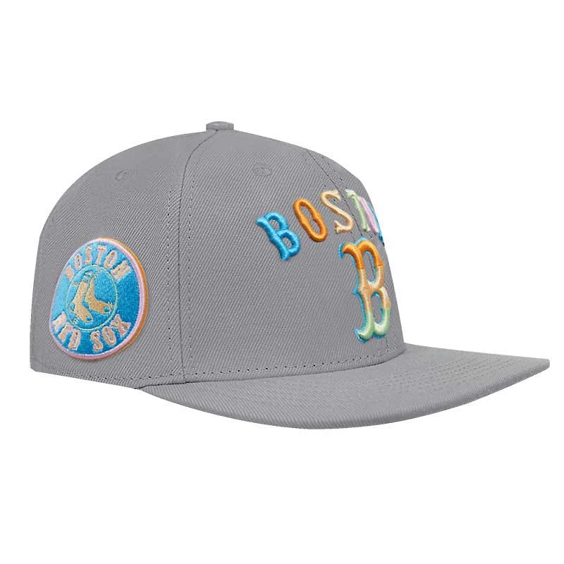 Men's Pro Standard Gray Boston Red Sox Washed Neon Snapback Hat