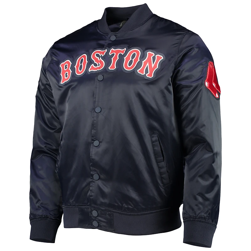 Men's Pro Standard Navy Boston Red Sox Wordmark Satin Full-Snap Jacket