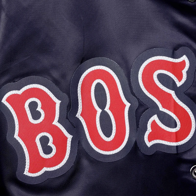 Men's Pro Standard Navy Boston Red Sox Wordmark Satin Full-Snap Jacket
