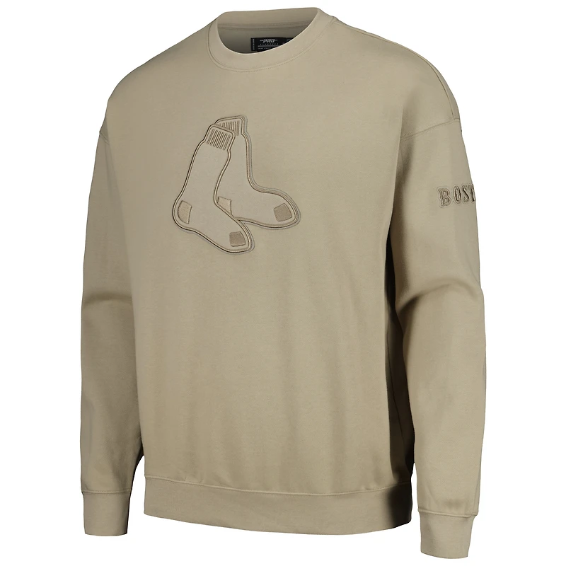 Men's Pro Standard Pewter Boston Red Sox Neutral Drop Shoulder Pullover Sweatshirt
