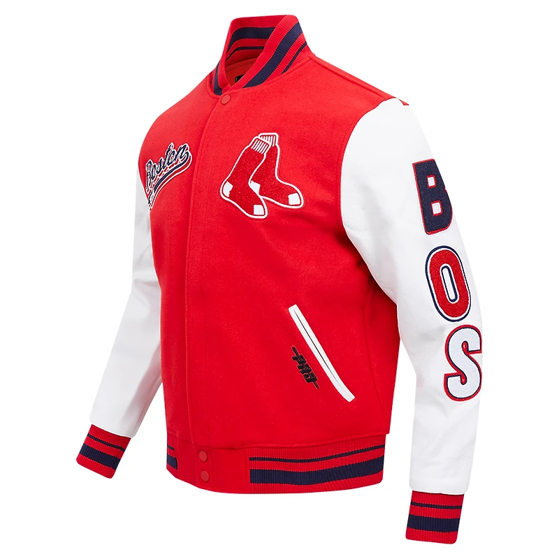 Men's Pro Standard Red Boston Sox Script Tail Wool Full-Zip Varity Jacket