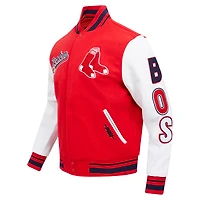 Men's Pro Standard Red Boston Sox Script Tail Wool Full-Zip Varity Jacket