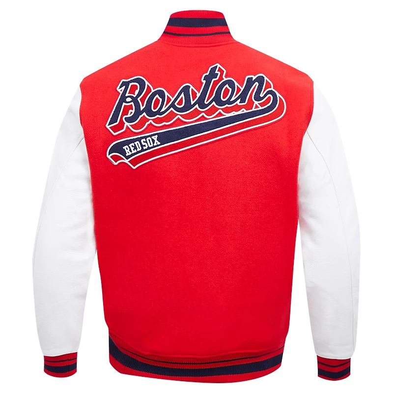 Men's Pro Standard Red Boston Sox Script Tail Wool Full-Zip Varity Jacket