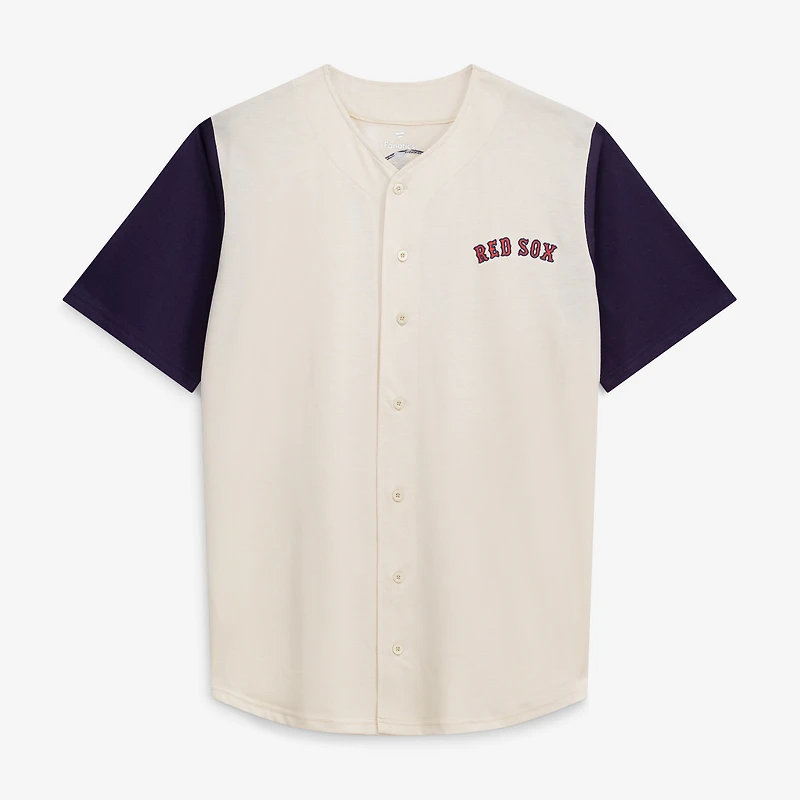 Maillot à boutons pour homme, couleur crème, Boston Red Sox, grandes tailles
