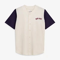 Maillot à boutons pour homme, couleur crème, Boston Red Sox, grandes tailles
