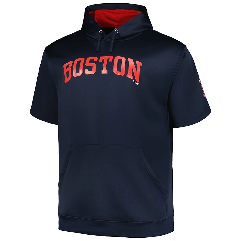 Sweat à capuche manches courtes contrastées Profile Big & Tall Boston Red Sox pour homme, bleu marine