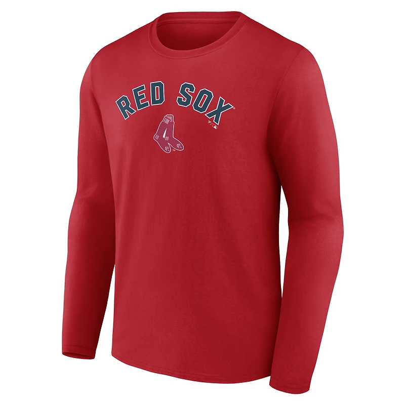 Men's Red Boston Sox Cooperstown Collection Winning Streak Custom Long Sleeve T-Shirt