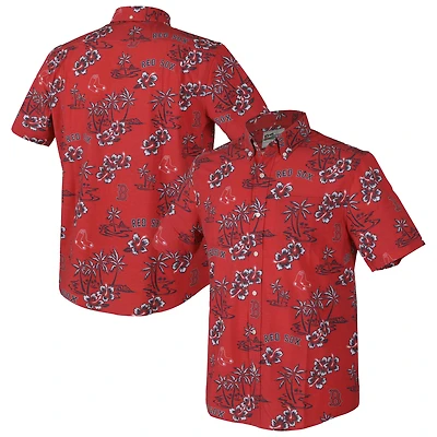 Men's Reyn Spooner Red Boston Sox Kekai Performance Button-Down Tri-Blend Top