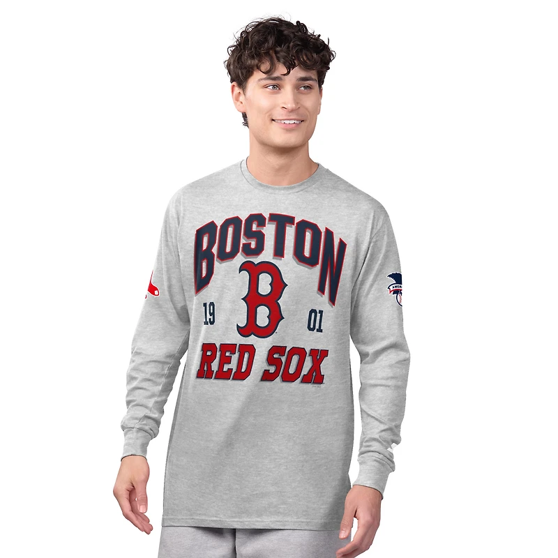 Men's Starter  Heather Gray/Navy Boston Red Sox Two-Pack Long Sleeve & Short T-Shirt Set