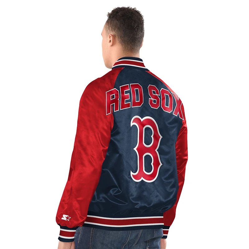 Men's Starter Navy/Red Boston Red Sox Raglan Blitz Varsity Jacket
