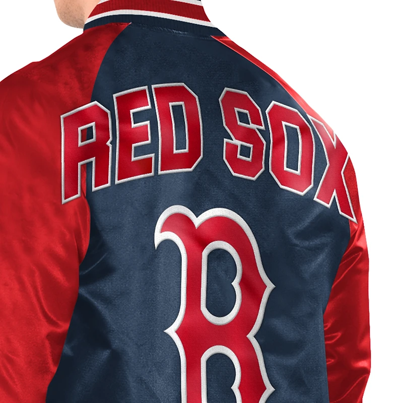 Men's Starter Navy/Red Boston Red Sox Raglan Blitz Varsity Jacket