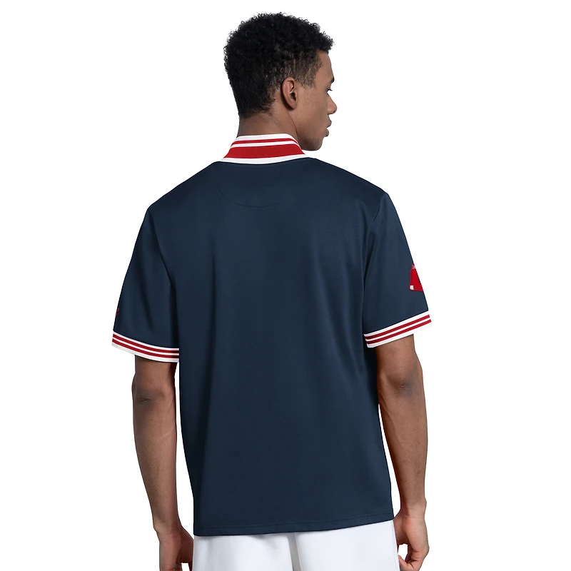 Men's Starter Navy Boston Red Sox Button-Up Short Sleeve Jacket