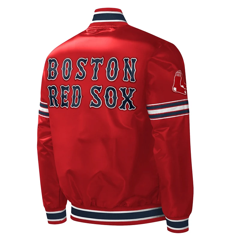 Men's Starter Red Boston Sox Midfield Satin Full-Snap Varsity Jacket