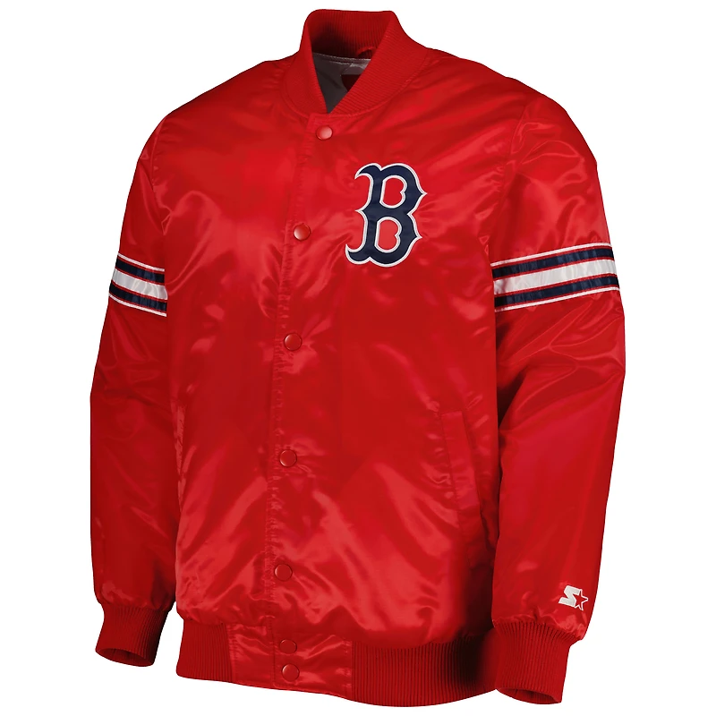 Veste Starter Red Boston Sox Pick & Roll Satin Varsity Full-Snap pour homme