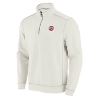 Men's Tommy Bahama Cream Boston Red Sox Sport Tobago Bay Tri-Blend Half-Zip Sweatshirt