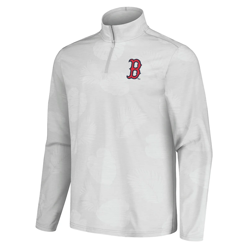 Men's Tommy Bahama Gray Boston Red Sox Delray Frond IslandZone Half-Zip Jacket